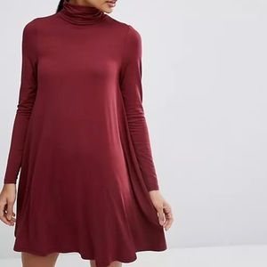 ASOS red turtleneck swing trapeze dress